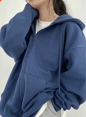 Women hoodie Hrjuku Koren zip up hoodie Y2k loose thin lo