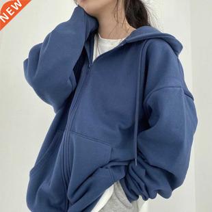 Women hoodie Hrjuku Koren zip up hoodie Y2k loose thin lo