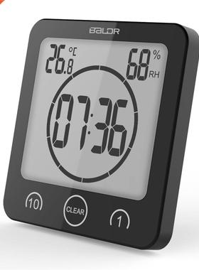 LCD Screen Digital Wall Clock Bathroom Temperature Humidity