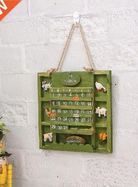 Retro Green Wood Calendar Wall Decoration Background Wall