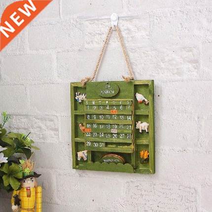 Retro Green Wood Calendar Wall Decoration Background Wall