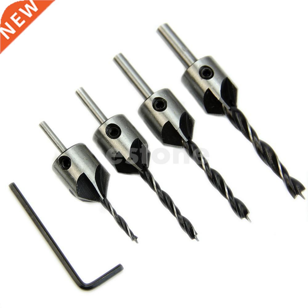 4pcs HSS 5 Flute Countersink Drill Bit Set Reamer Woodworkin