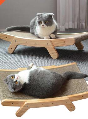 Wooden Cat Scratcher Scraper Detachable Lounge Bed 3 In 1 Sc