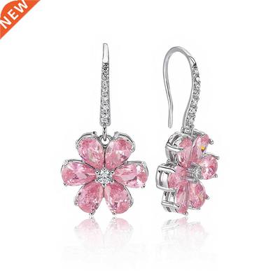 Valori Jewels Magnolia Flower Drop Earring , 4 Ct Zircon Pin