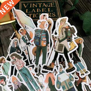 30pcs Vintage Travel Girls Stickers DIY Junk Journal Diary P