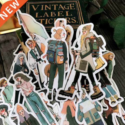 30pcs Vintage Travel Girls Stickers DIY Junk Journal Diary P