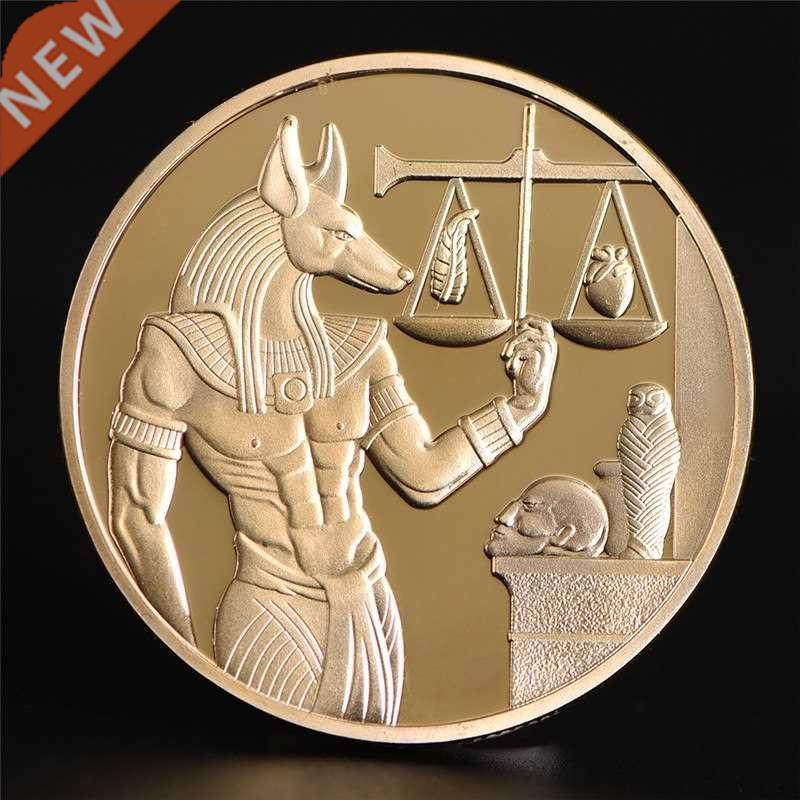 1pc Gold Plated Egypt Death Protector Anubis Coin Copy Coins