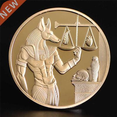 1pc Gold Plated Egypt Death Protector Anubis Coin Copy Coins