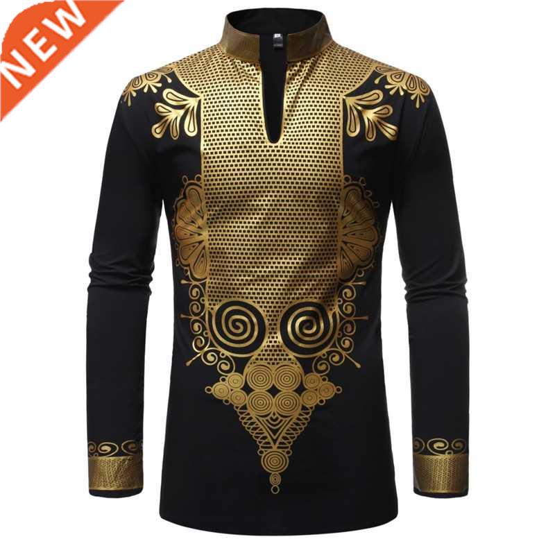 Black African Dashiki Print Shirt Men 2021 Fashion Hip Hop S