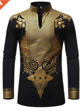 Black African Dashiki Print Shirt Men 2021 Fashion Hip Hop S
