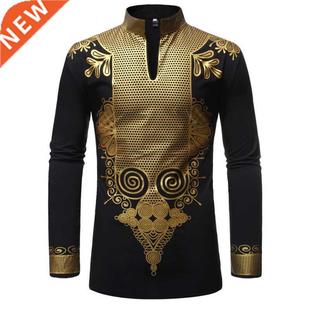 Black African Dashiki Print Shirt Men 2021 Fashion Hip Hop S