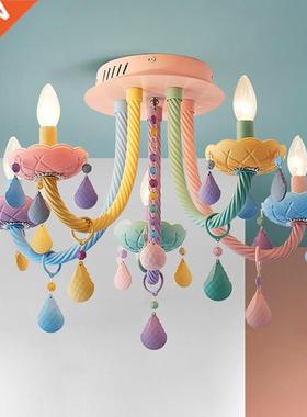 Modern 5 heads / 6 heads macaron candy color crystal ceilin