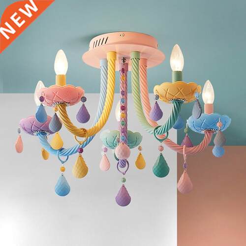 Modern 5 heads / 6 heads macaron candy color crystal ceilin