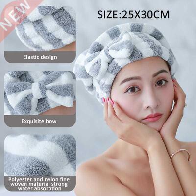 Bowknot Dry Hair Towel Quick-drying Hair Cap Shower Cap for