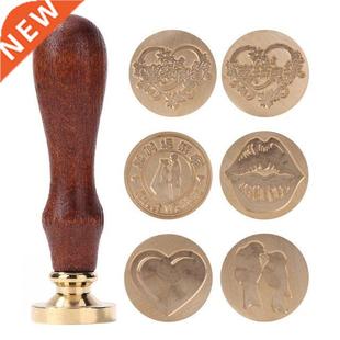 Handmade Wood Wax Seal Stamp Set Fire Painting Plant Christm