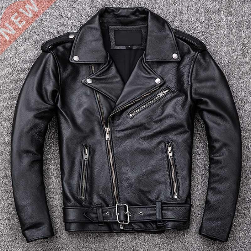 Spring Classical Motorcycle oblique zipper Jackets Men Leath