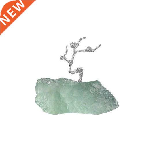 Aesthetic Natural Green Fluorite Plum Blossom Tea Table