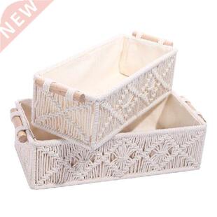 2x Square Decorative Tray Boho Home Decor Basket with