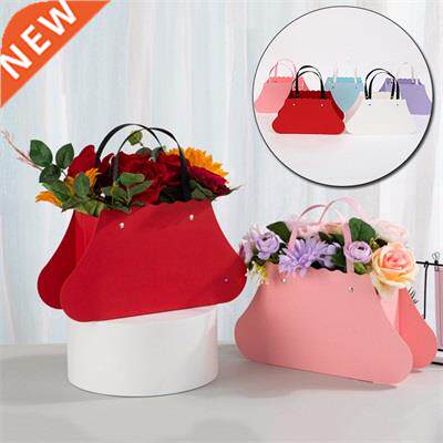 Portable Flower Paper Bag With Handle PVC Waterproof Floral