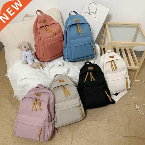 Solid Color Women Backpack School Backpacks Nylon School Bag