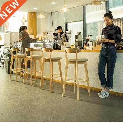 Solid wood backrest bar chair simple high stool bar tea