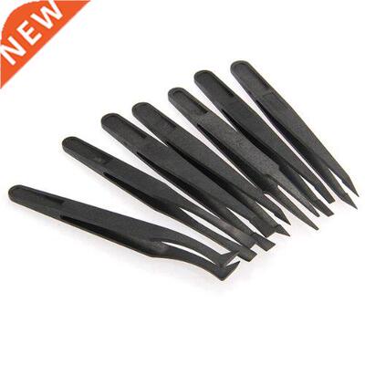 7 x Tweezers Antistatic Hard Repair Tool Black