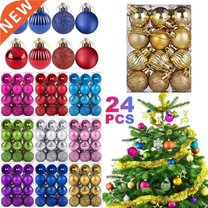 24pcs Christmas Ornament For Xmas e Home Decor Light Balls N