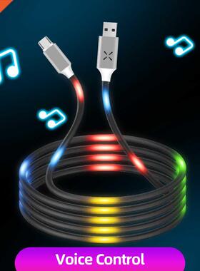 ANMONE Luminous Voice Control USB Cable Type C Micro USB Pho