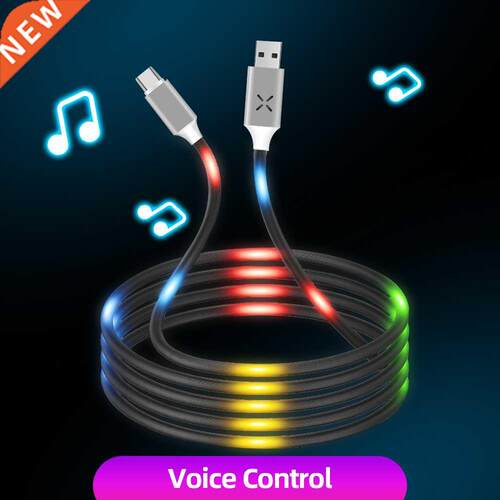 ANMONE Luminous Voice Control USB Cable Type C Micro USB Pho