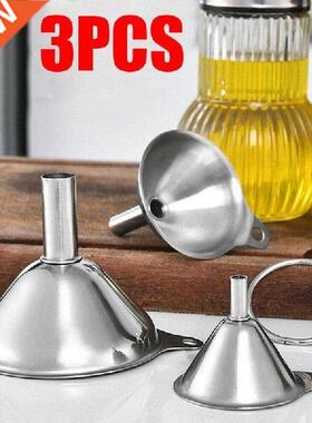 3 In 1 Portable Steel Mini Metal Funnel Set Home Kitchen