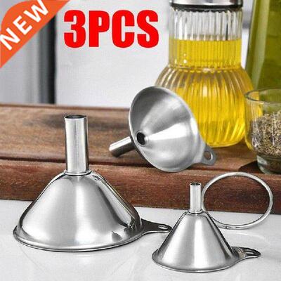 3 In 1 Portable Steel Mini Metal Funnel Set Home Kitchen