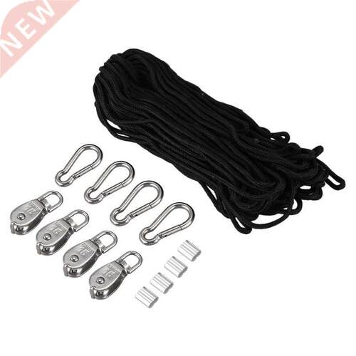 4Pcs 15mm Crane Pulley Block Swivel Hook Single Pulley Block