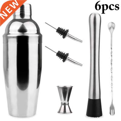 6PCS Steel Cocktail Shaker Mixer Wine Martini Boston Shaker