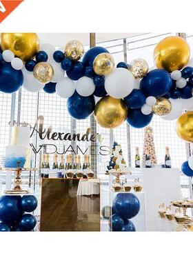 102Pcs Pty Navy and Gold Balloons Navy Blue White Balloons