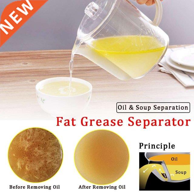 1500ml Kitchen Gravy Oil Soup Fat Separator Grease Oiler Fil