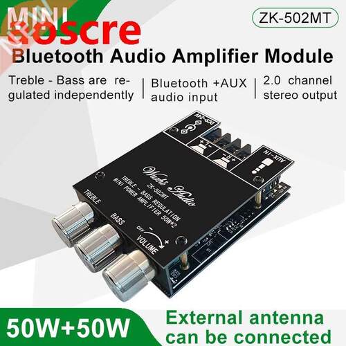 50W+50W Bluetooth 5.0 Subwoofer Audio Digital Power Amp Tone