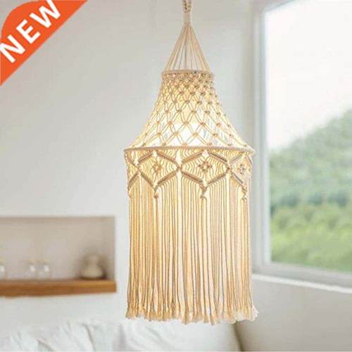 Hand-knitted Lampshade Macrame Tapery Tassel Hanging Lamp