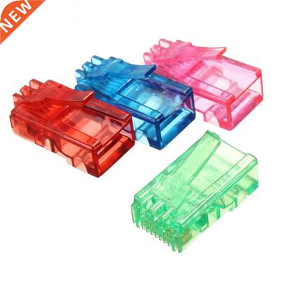 50Pcs Color Rndom RJ45 8P8C Modulr Cble Hed Plug Etherne