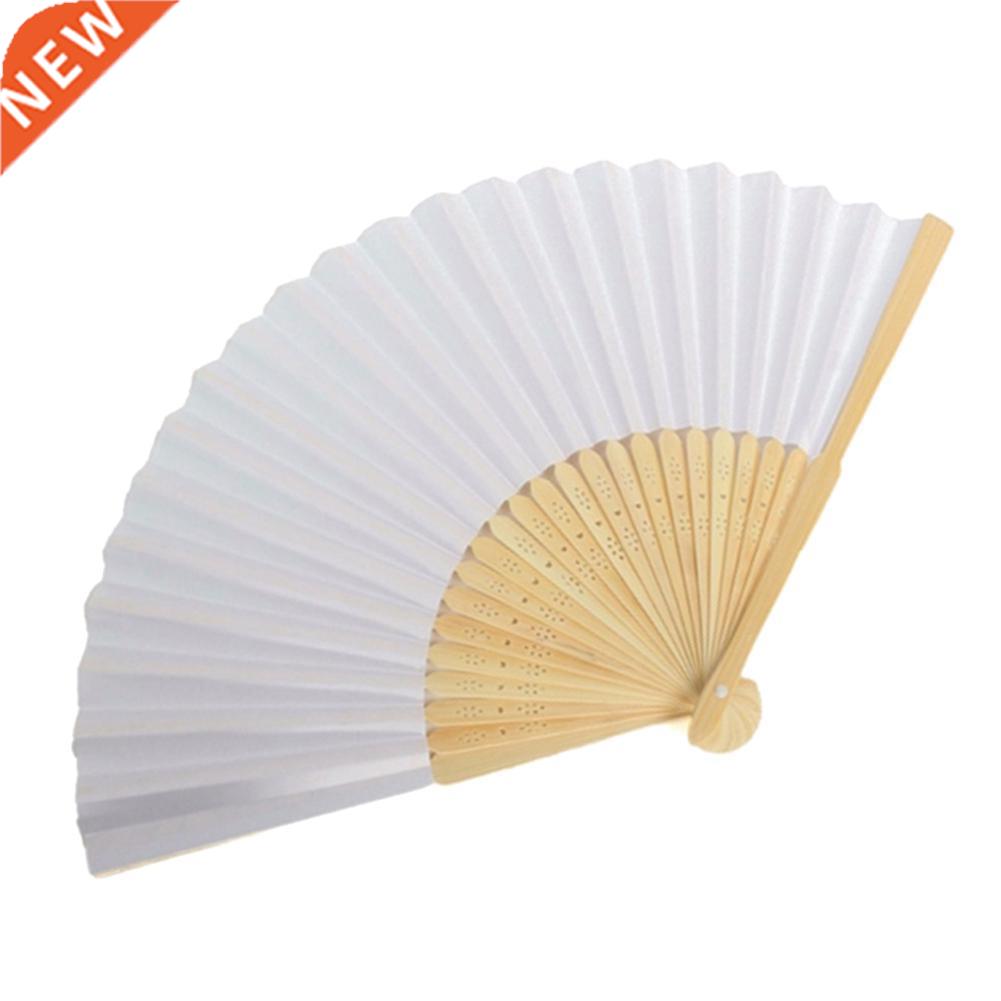 Blank White DIY Paper Bamboo Folding Fan 适用于 Hand Practic