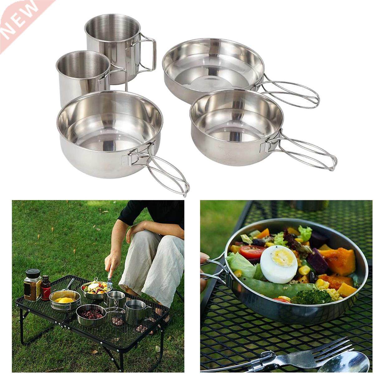 5pcs Messware Kit Polished Stainless Steel Pan Set