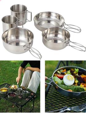 5pcs Messware Kit Polished Stainless Steel Pan Set
