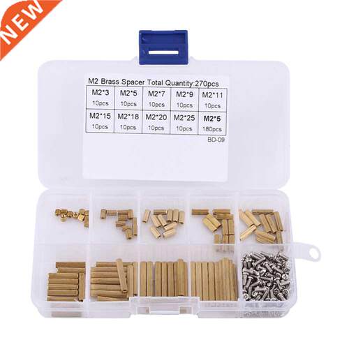 270Pcs/set M2 Pan Head Screws Brass Female-Female Standoff A