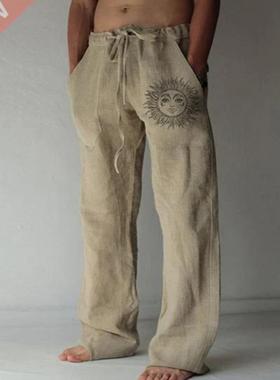 Men's Casual Pants sweatpants Sun Flower Print Full Length P