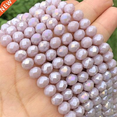 Faceted AB Violet Purple Rondelle Crystal Glass Beads Loose