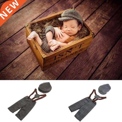Newborn Photography Props Flat Cap Sets Boy Overalls Suspend