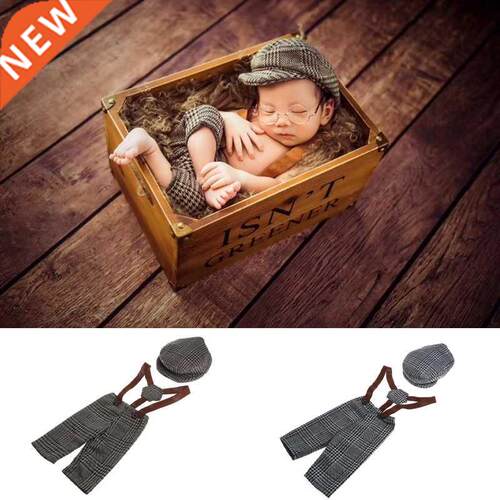 Newborn Photography Props Flat Cap Sets Boy Overalls Suspend