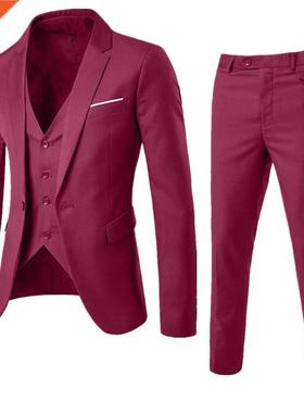 3 Pcs Men Spring Classic Blazers Suit Sets Clothing Men Busi