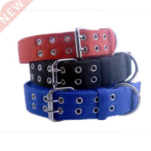 Army Green Canvas Dog Collar Double Row Buckle Strong Adjust