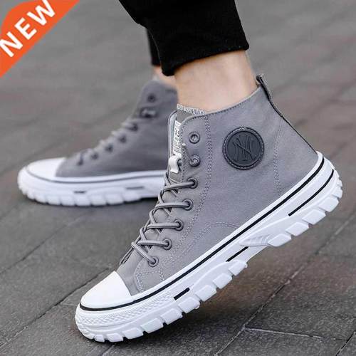 Mens Casual High-top Shoes Fashion Men Tennis Gray Breathabl