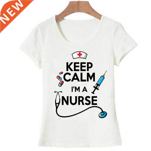 Women t-shirt keep calm nurse t-shirt summer funny design nu